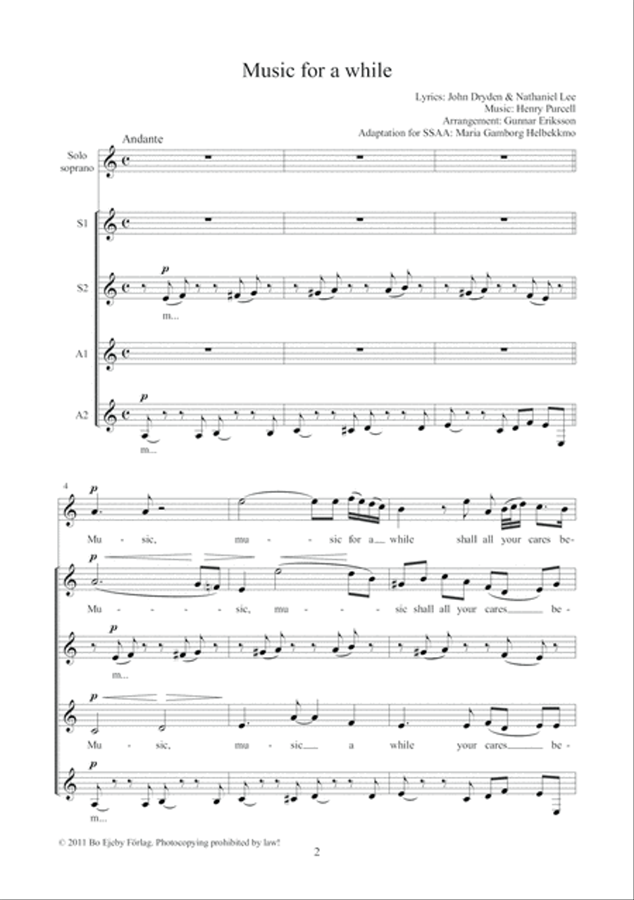 Music for a while SSAA scores gallery preview page 2