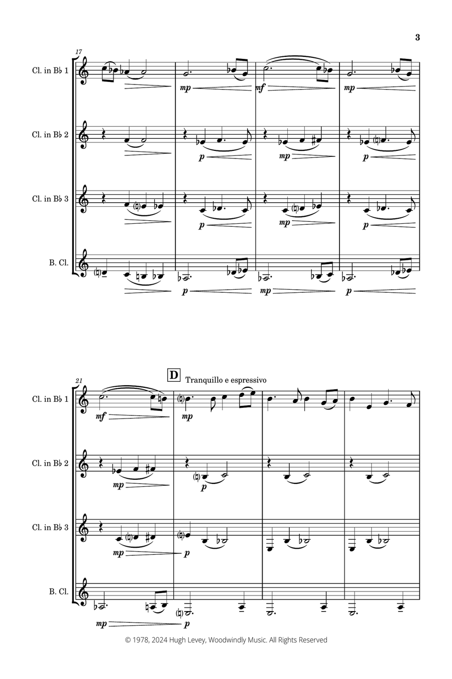 Lamento por la Juventud (Lament for the Young) - Clarinet Quartet Clarinet Quartet scores gallery preview page 6