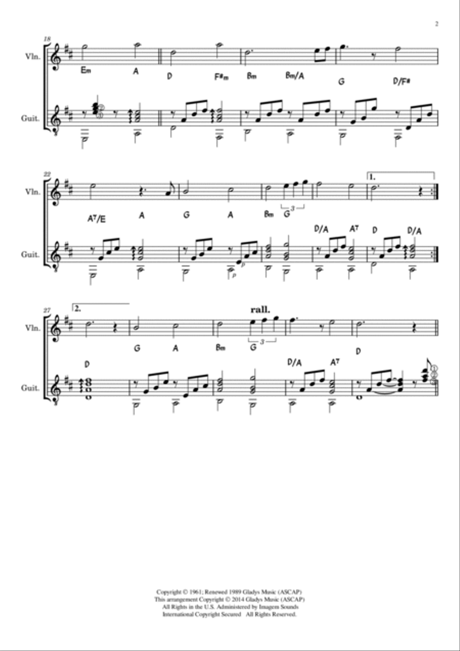 Can't Help Falling In Love Violin Solo scores gallery preview page 2