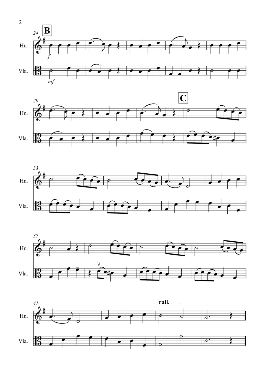 Angels We Have Heard on High for Horn and Viola Duet Horn scores gallery preview page 2