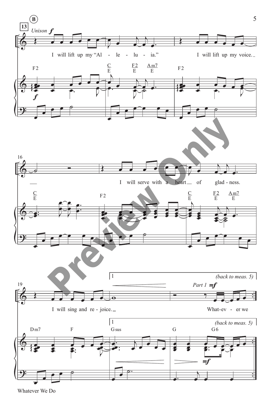 Whatever We Do Unison Choir scores gallery preview page 4