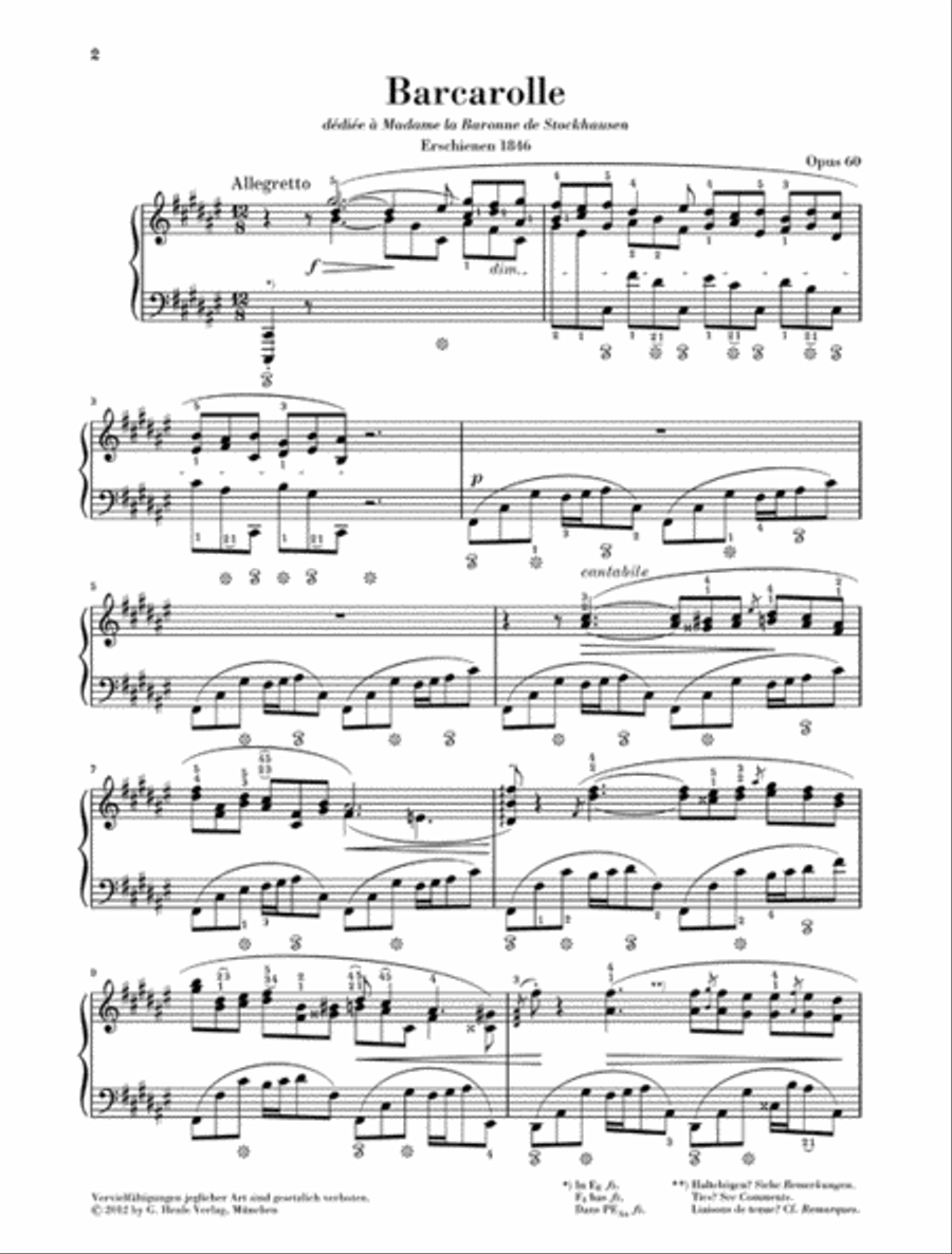 Frédéric Chopin – Barcarolle in F-sharp Major, Op. 60 Piano Solo scores gallery preview page 2