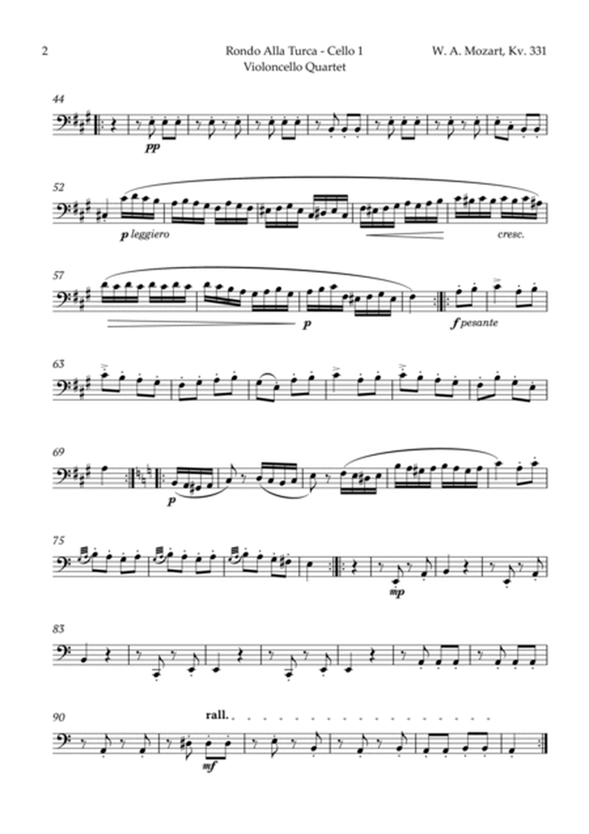 Rondo Alla Turca by Mozart for Cello Quartet image number null