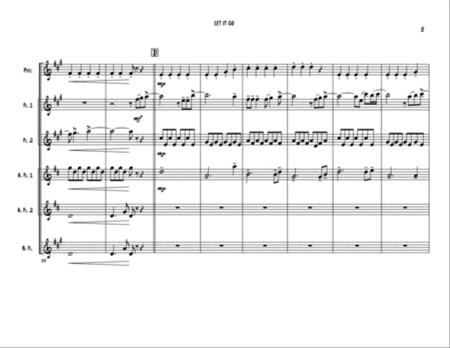 Let It Go (from Frozen) Woodwind Ensemble scores gallery preview page 5