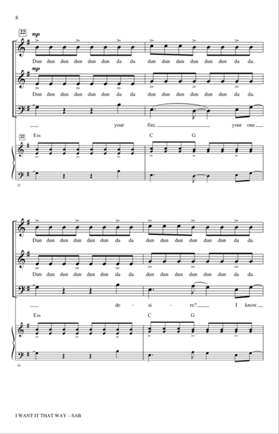 I Want It That Way (arr. Nathan Howe) 3-Part scores gallery preview page 6