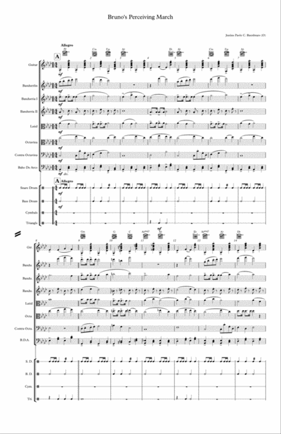 Bruno's Percieving March Bruno's Percieving March Chamber Orchestra scores gallery preview page 1