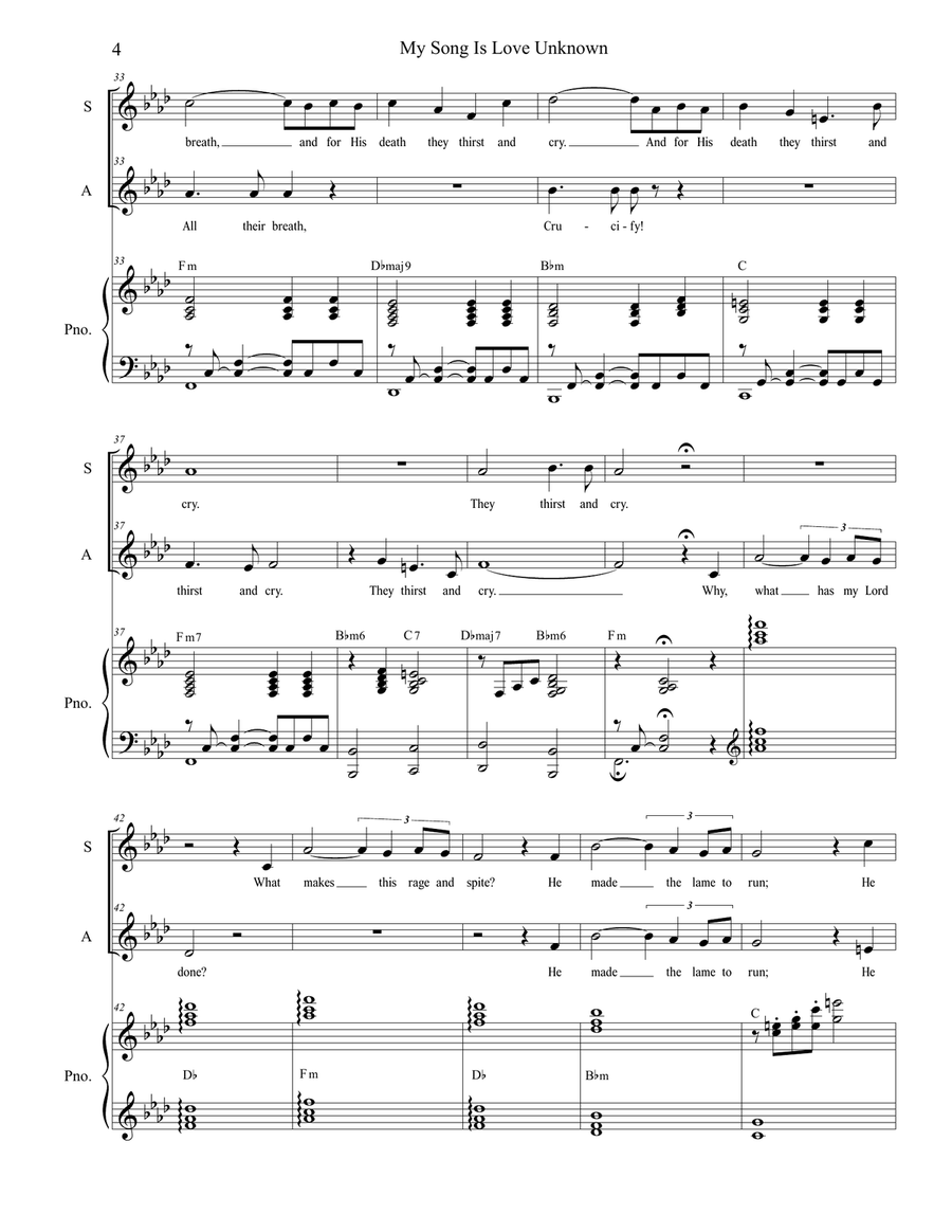 My Song Is Love Unknown (Duet for Soprano and Alto Solo) Alto Voice scores gallery preview page 4