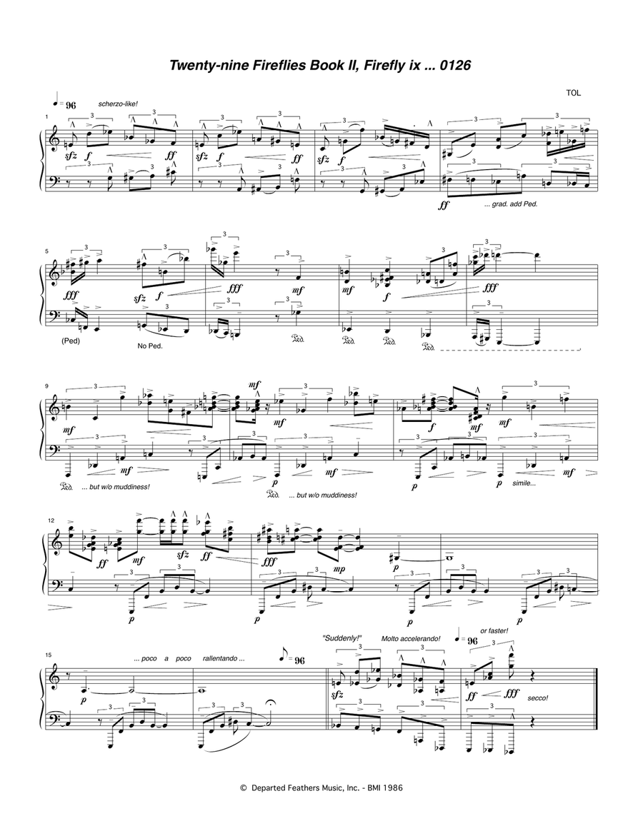 Twenty-nine Fireflies Book II, Firefly ix 0126 Piano Solo scores gallery preview page 1