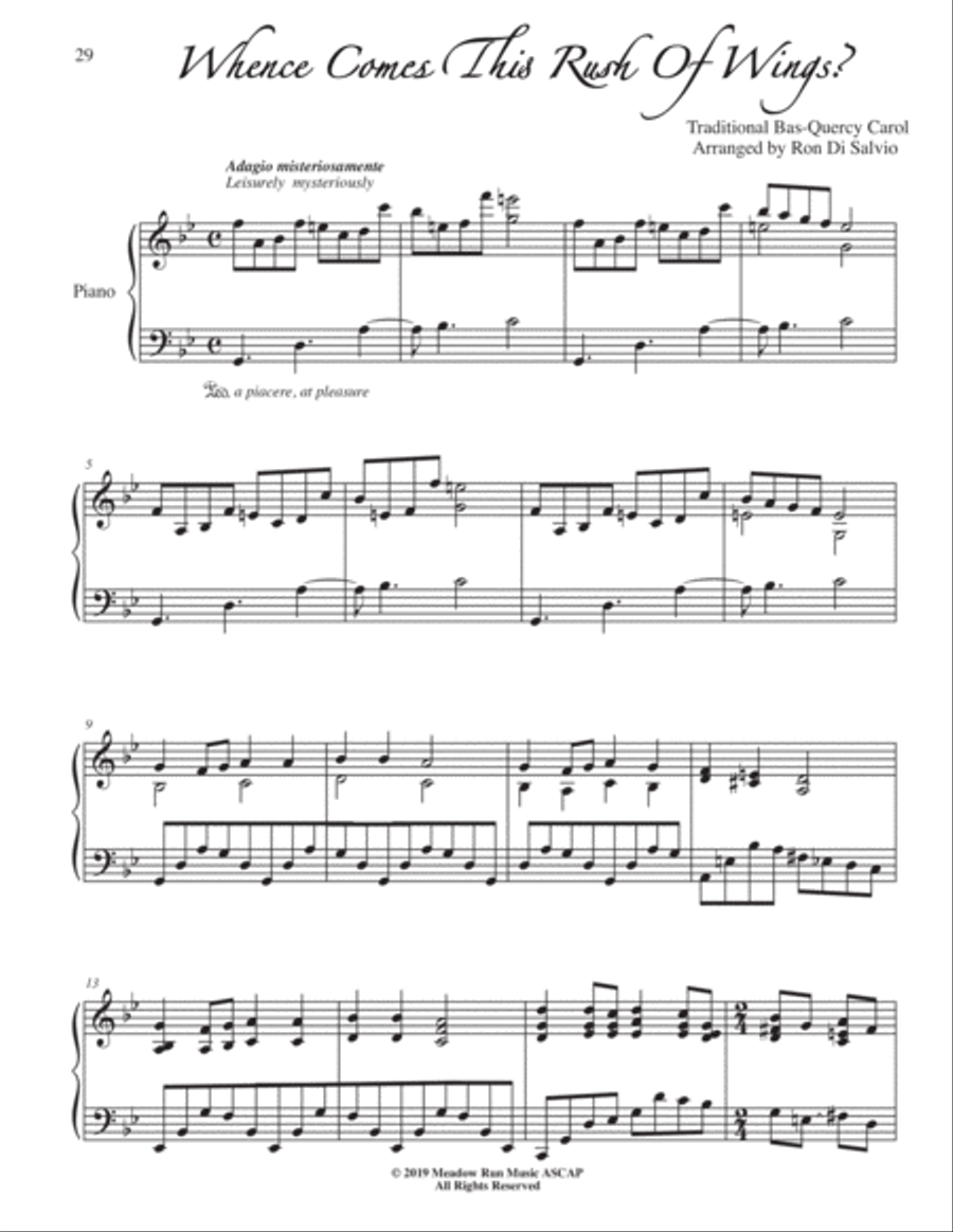Whence Comes this Rush of Wings? - Bas-Quercy Carol Piano Solo scores gallery preview page 1