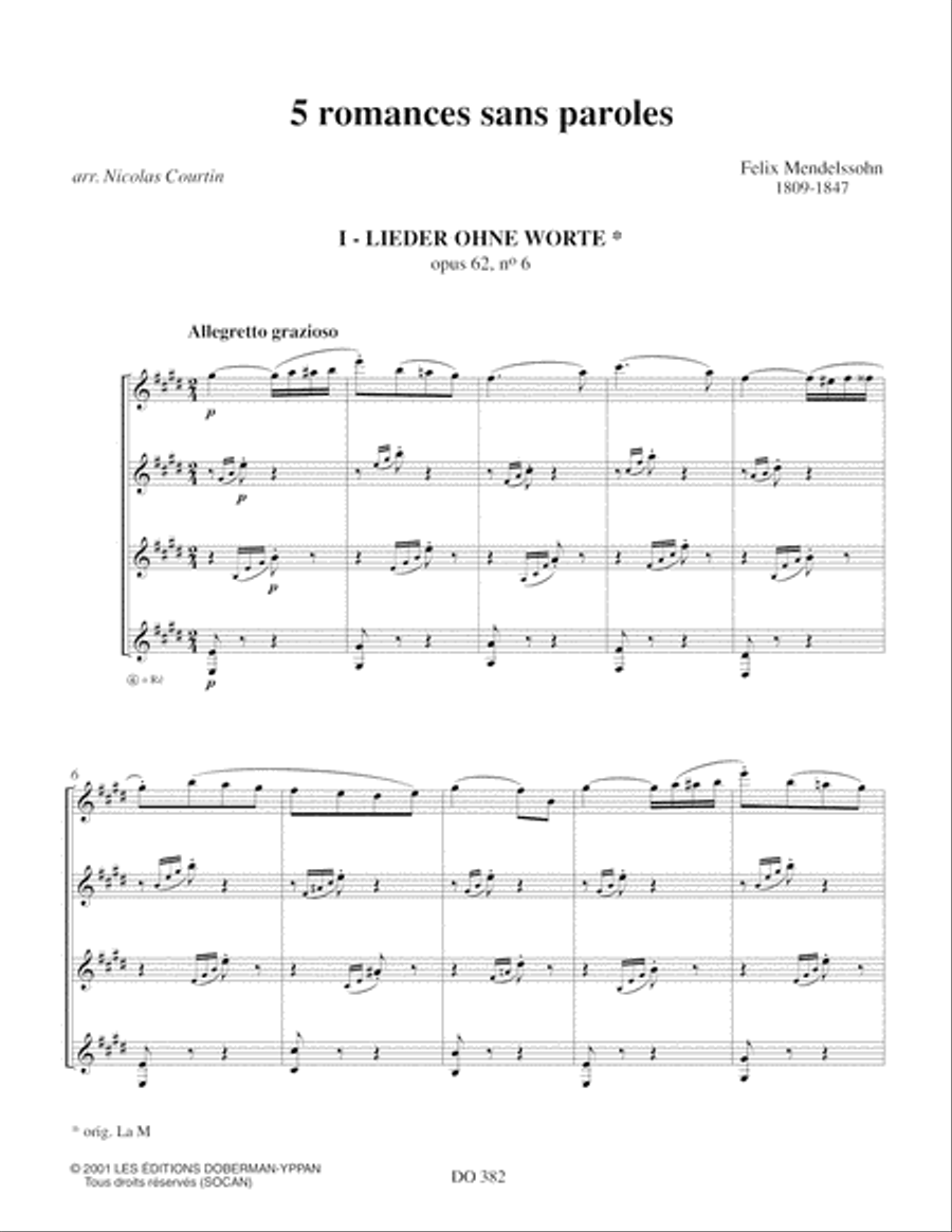 Cinq romances sans paroles Guitar Ensemble scores gallery preview page 3