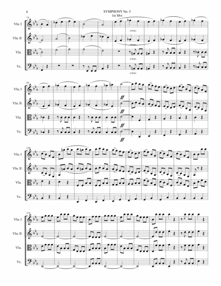 SYMPHONY No. 5 - 1st Mvt. - Arr. for String quartet - With Parts image number null
