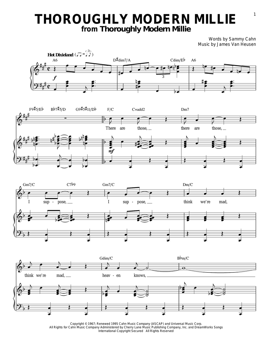 Thoroughly Modern Millie Piano, Vocal scores gallery preview page 1