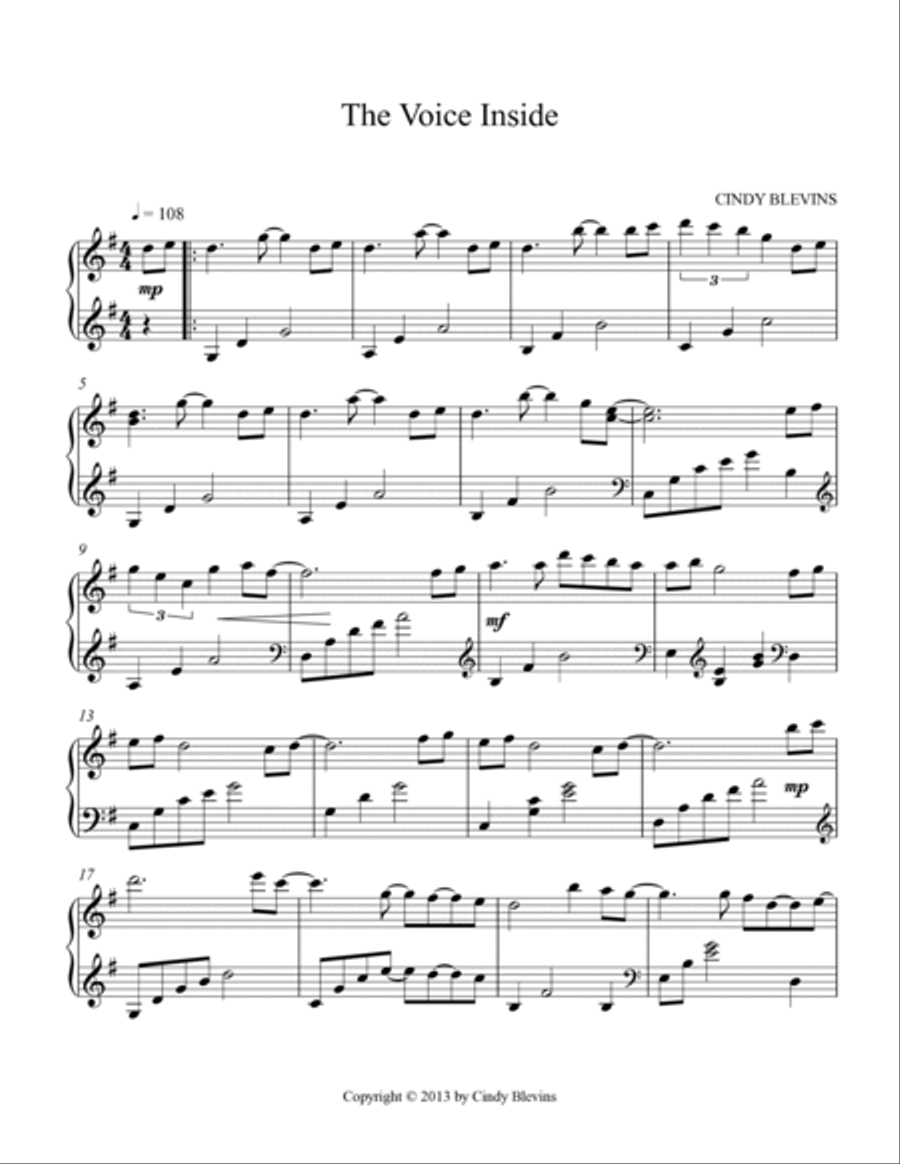 The Voice Inside, original solo for Double-Strung Harp Harp scores gallery preview page 2