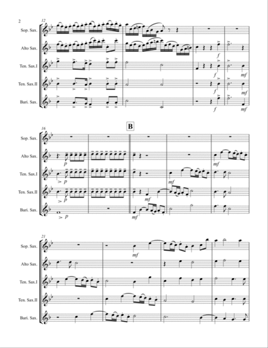 Handel – Glory to God in the Highest from Messiah (for Saxophone Quintet SATTB) Saxophone Quintet scores gallery preview page 3