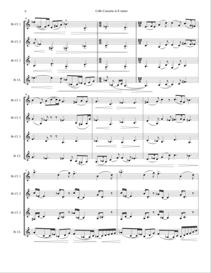 Elgar - Cello Concerto - Clarinet Quartet Elgar - Cello Concerto - Clarinet Quartet Clarinet Solo scores gallery preview page 6