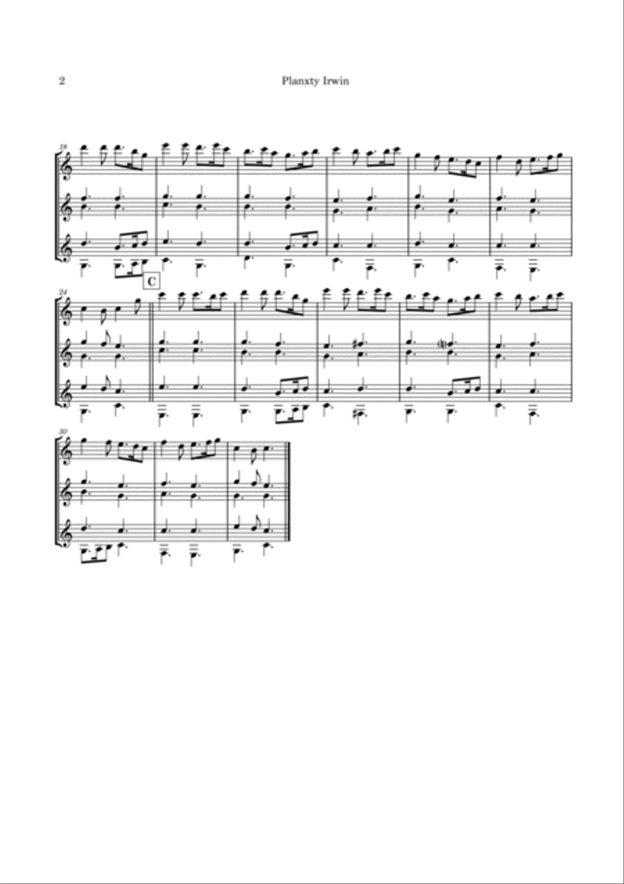 Planxty Three - 3 easy O'Carolan pieces for 3 guitars/large ensemble Large Ensemble scores gallery preview page 5