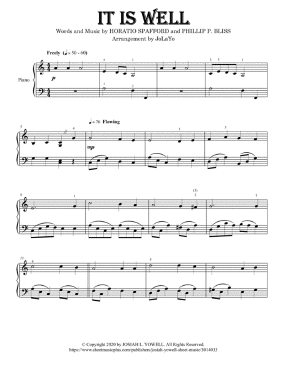 It Is Well With My Soul - Easy Piano Solo Easy Piano scores gallery preview page 2