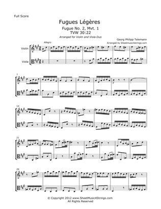 Telemann, G. - Fugues Legeres for Violin and Viola