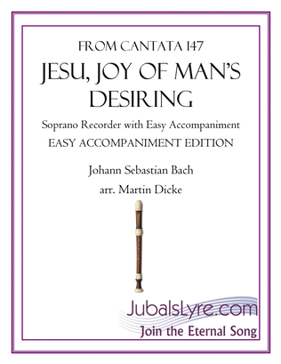 Book cover for Jesu, Joy of Man’s Desiring (Soprano Recorder with Easy Accompaniment)