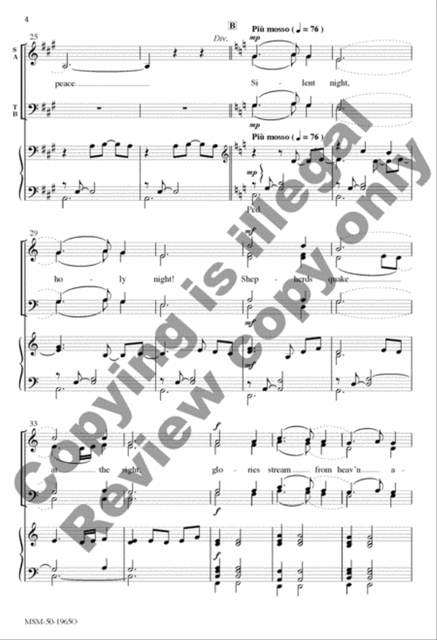 Silent Night (Organ/Choir Score) 4-Part scores gallery preview page 4