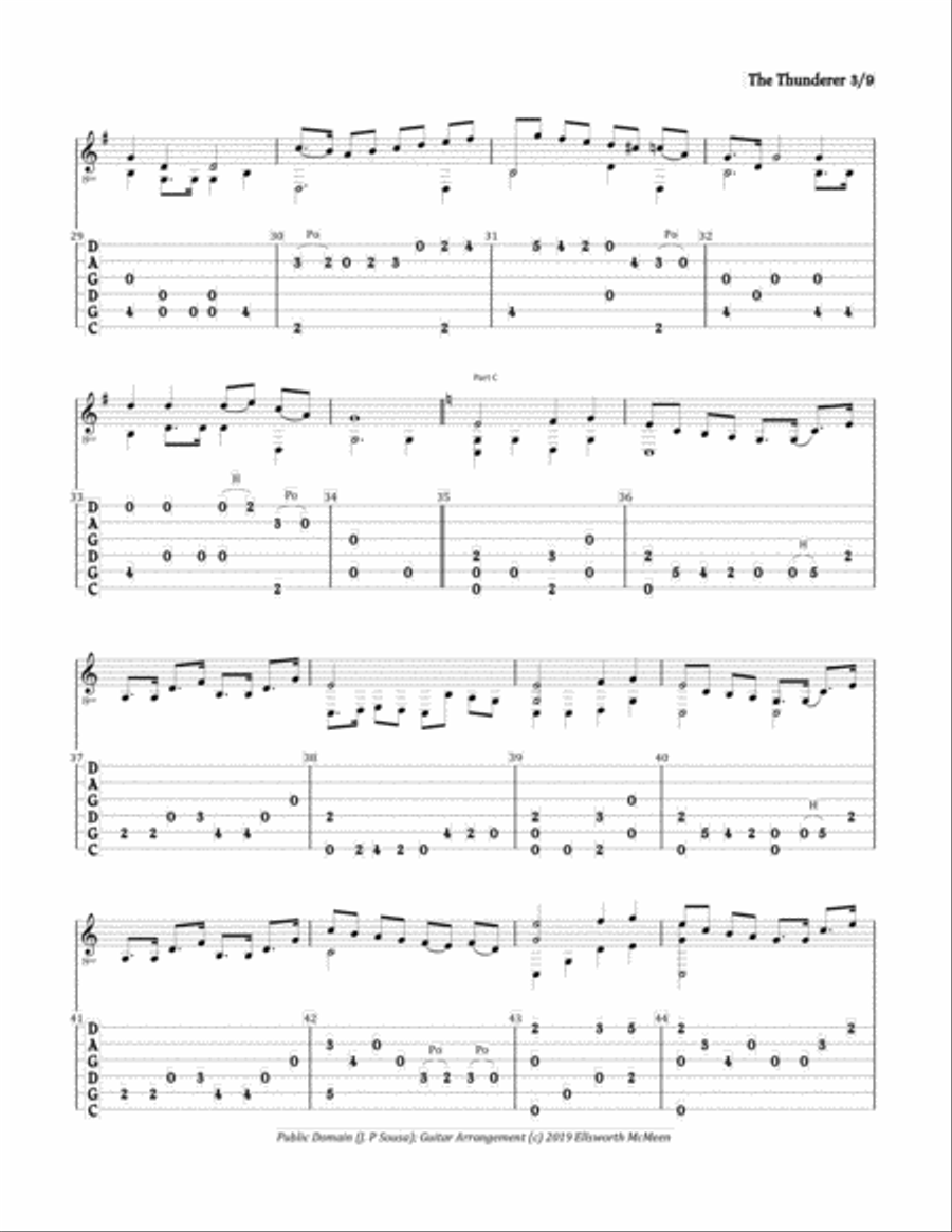 The Thunderer March (For Fingerstyle Guitar Tuned CGDGAD) Small Ensemble scores gallery preview page 3
