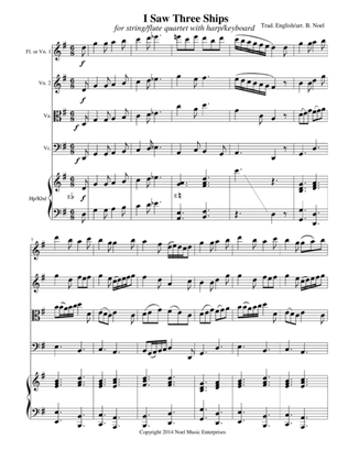 I Saw Three Ships (score), arranged for string quartet or flute quartet with harp or keyboard