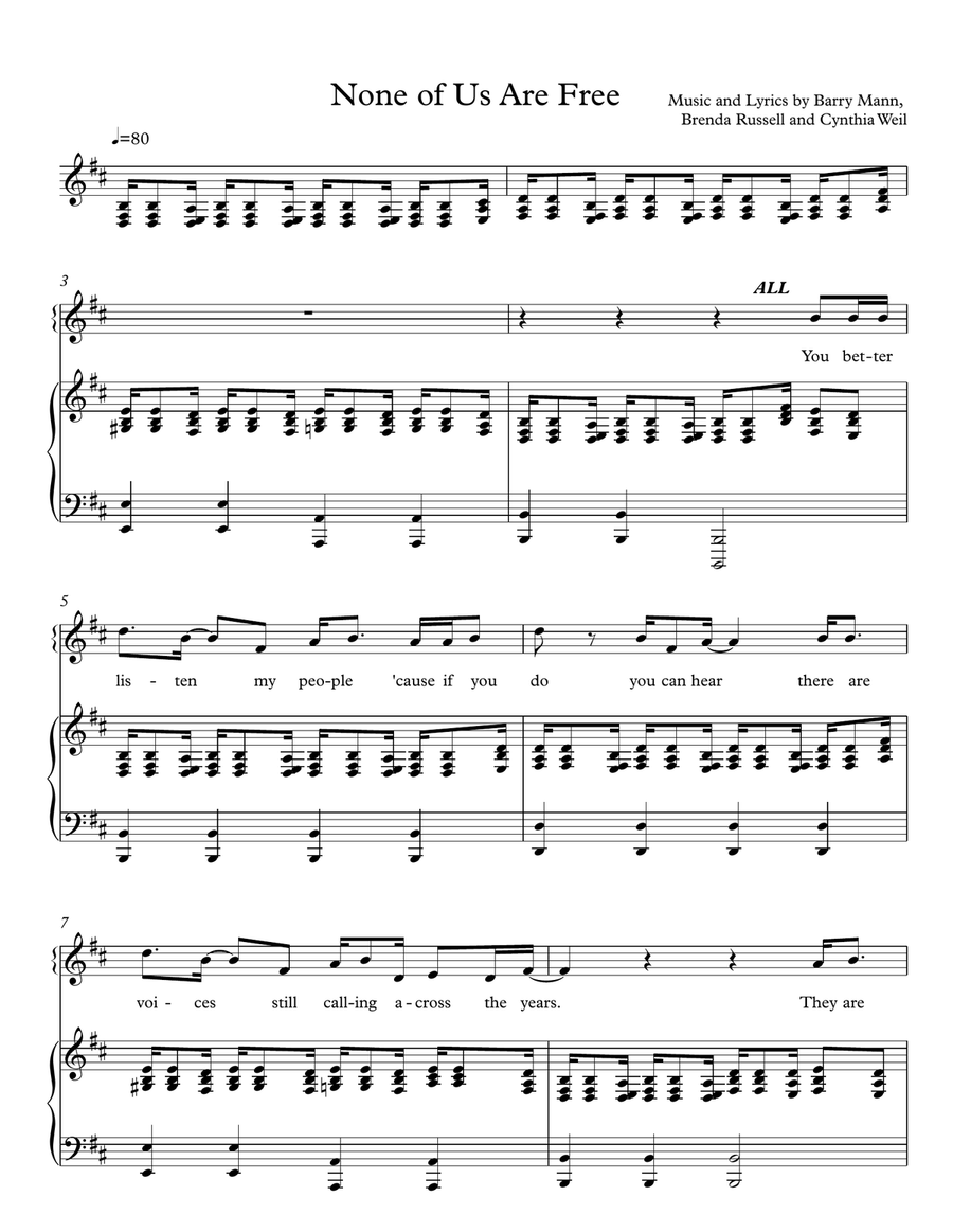None Of Us Are Free 3-Part scores gallery preview page 1
