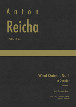 Book cover for Reicha - Wind Quintet No.9 in D major, Op.91 No.3