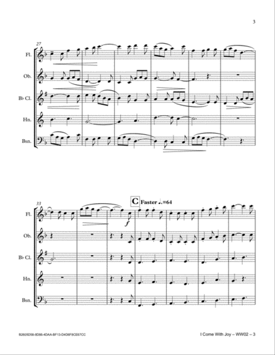 I Come With Joy I Come With Joy Woodwind Quintet scores gallery preview page 3