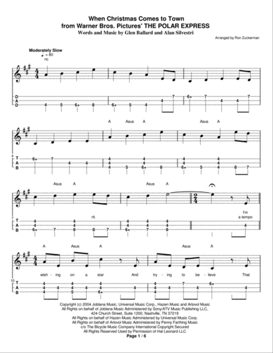 When Christmas Comes To Town Dulcimer scores gallery preview page 2