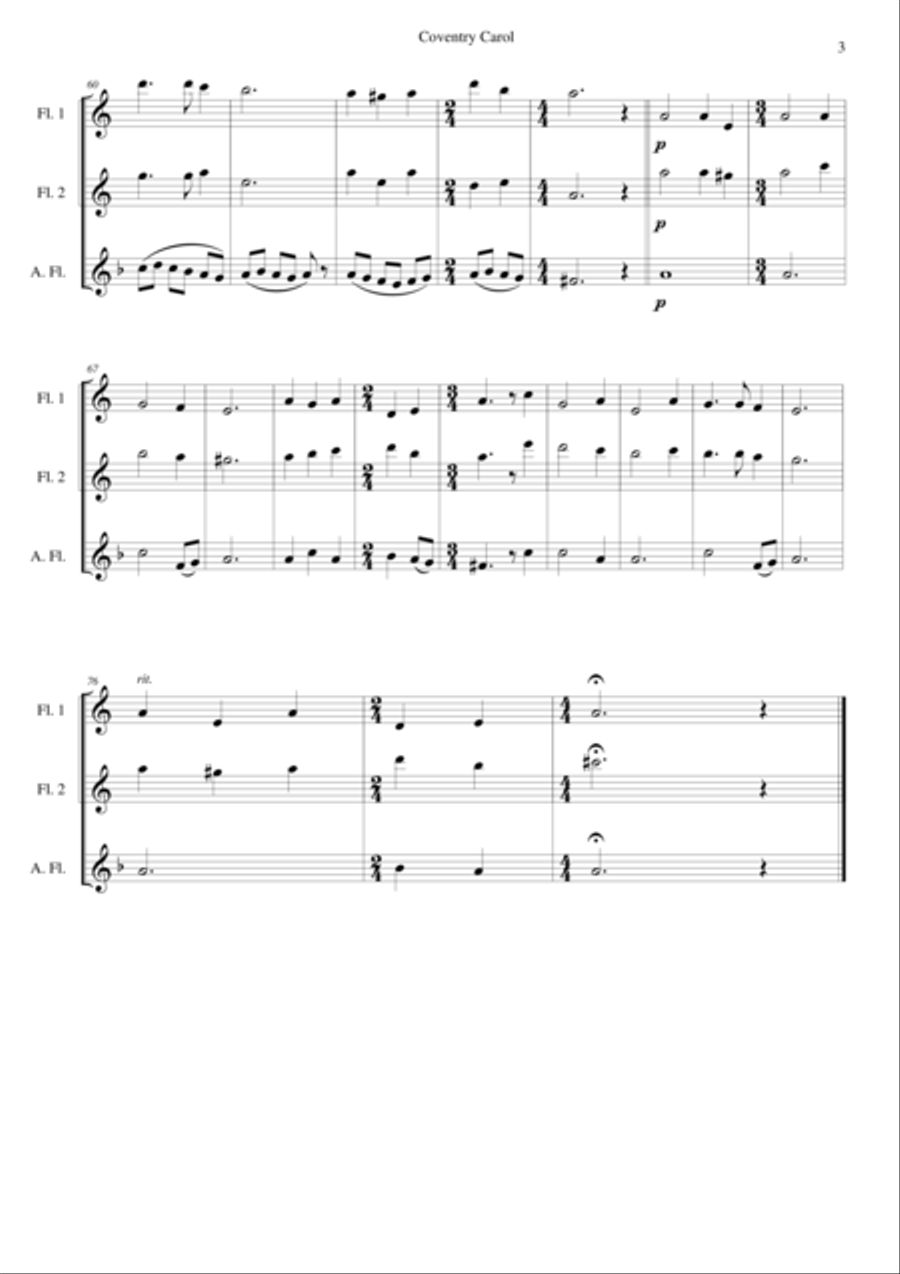 Coventry Carol for flute trio Flute Trio scores gallery preview page 3