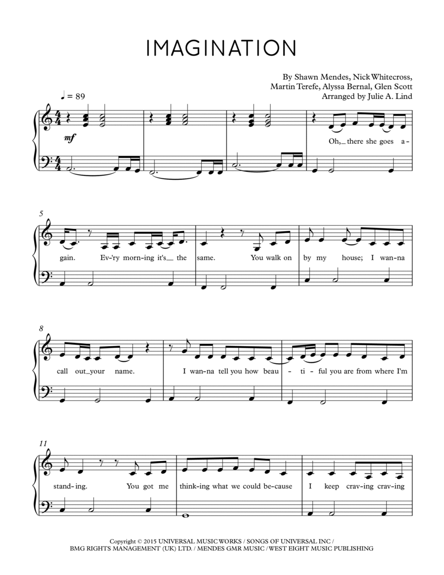 Imagination Piano Solo scores gallery preview page 1