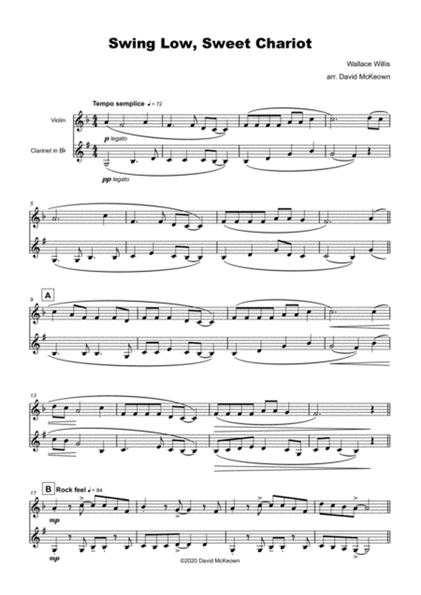 Swing Low, Swing Chariot, Gospel Song for Violin and Clarinet Duet
