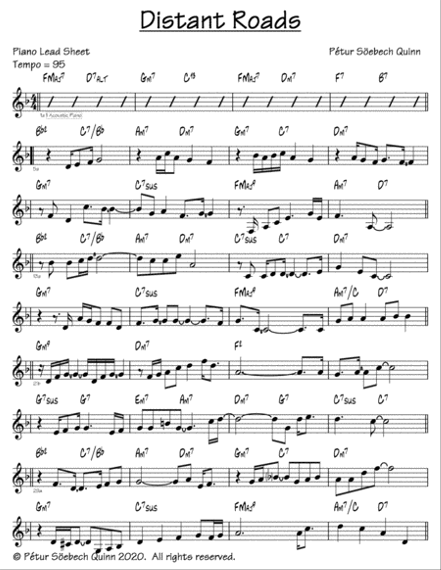 Distant Roads Easy Piano scores gallery preview page 1