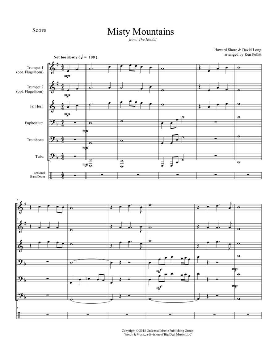Misty Mountain Large Ensemble scores gallery preview page 1