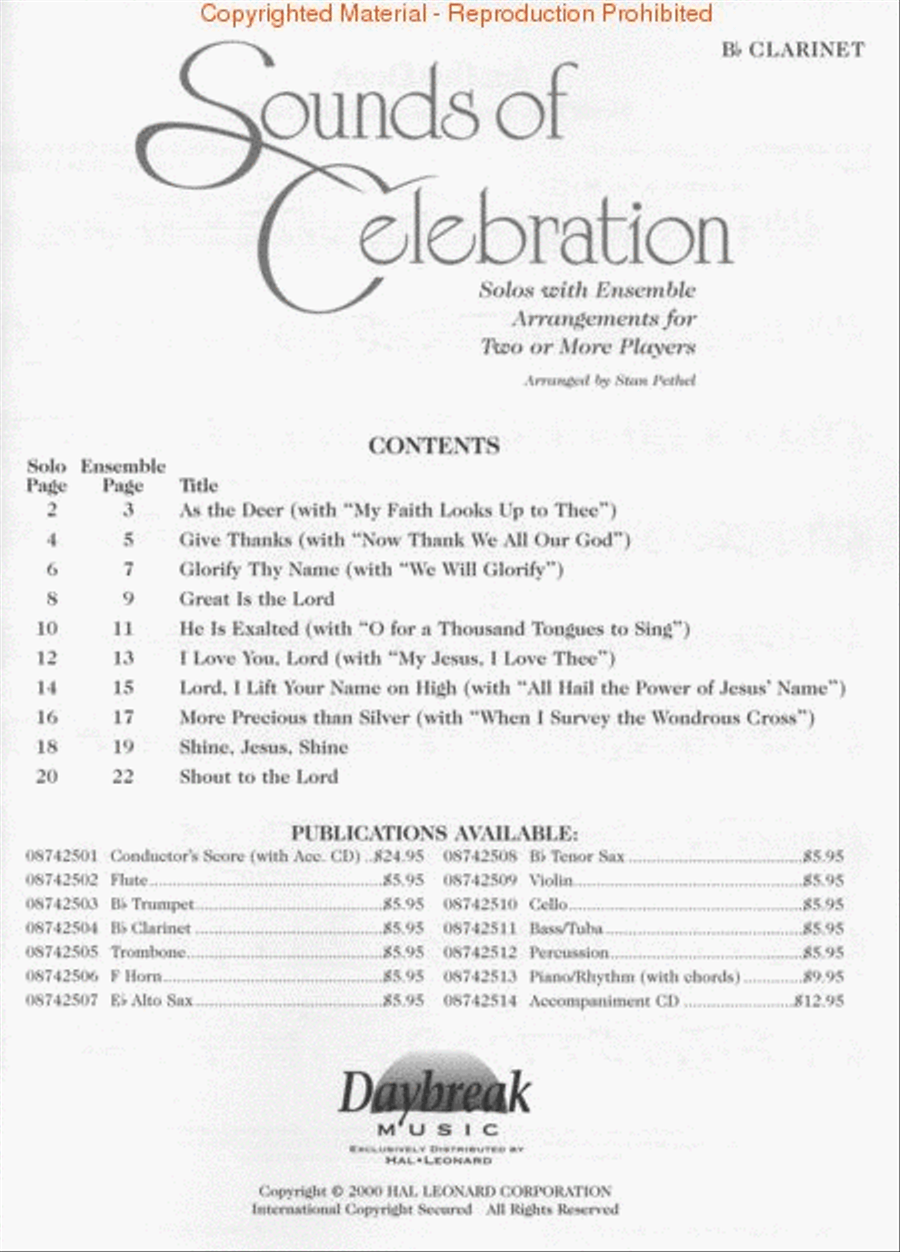 Sounds of Celebration - Bb Clarinet B-Flat Clarinet scores gallery preview page 2