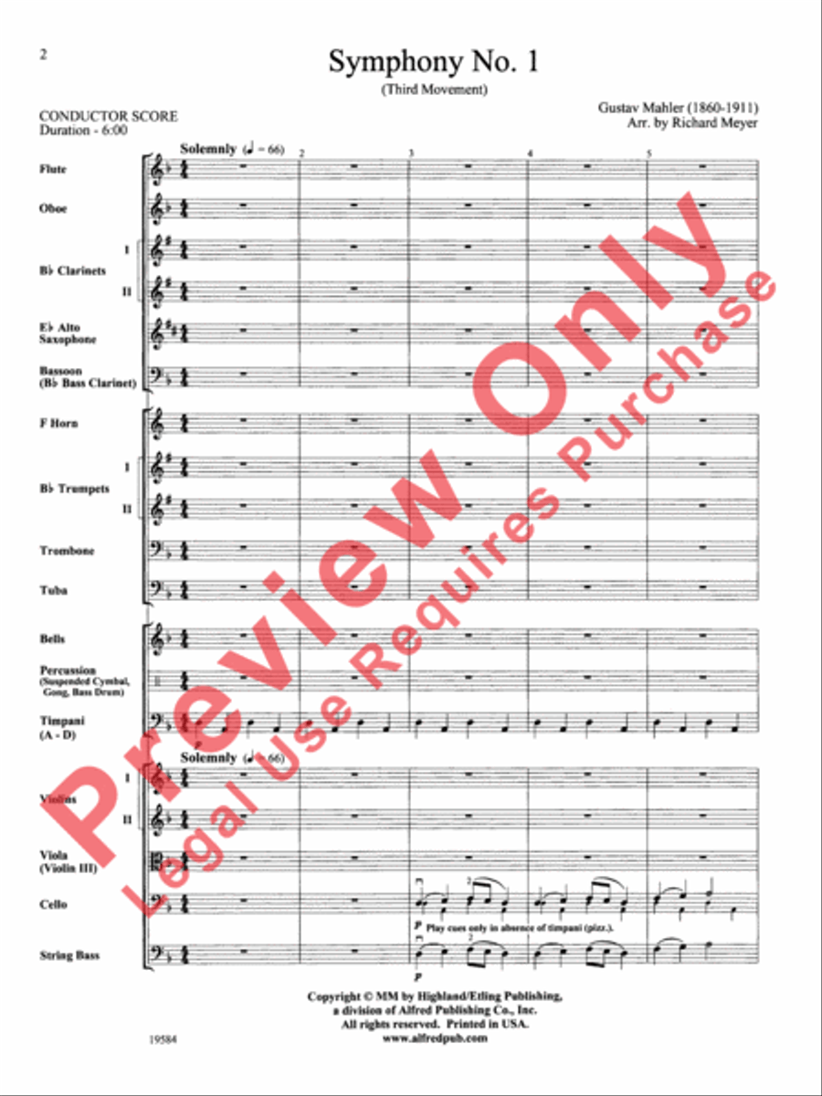Symphony No. 1, 3rd Movement Full Orchestra scores gallery preview page 3
