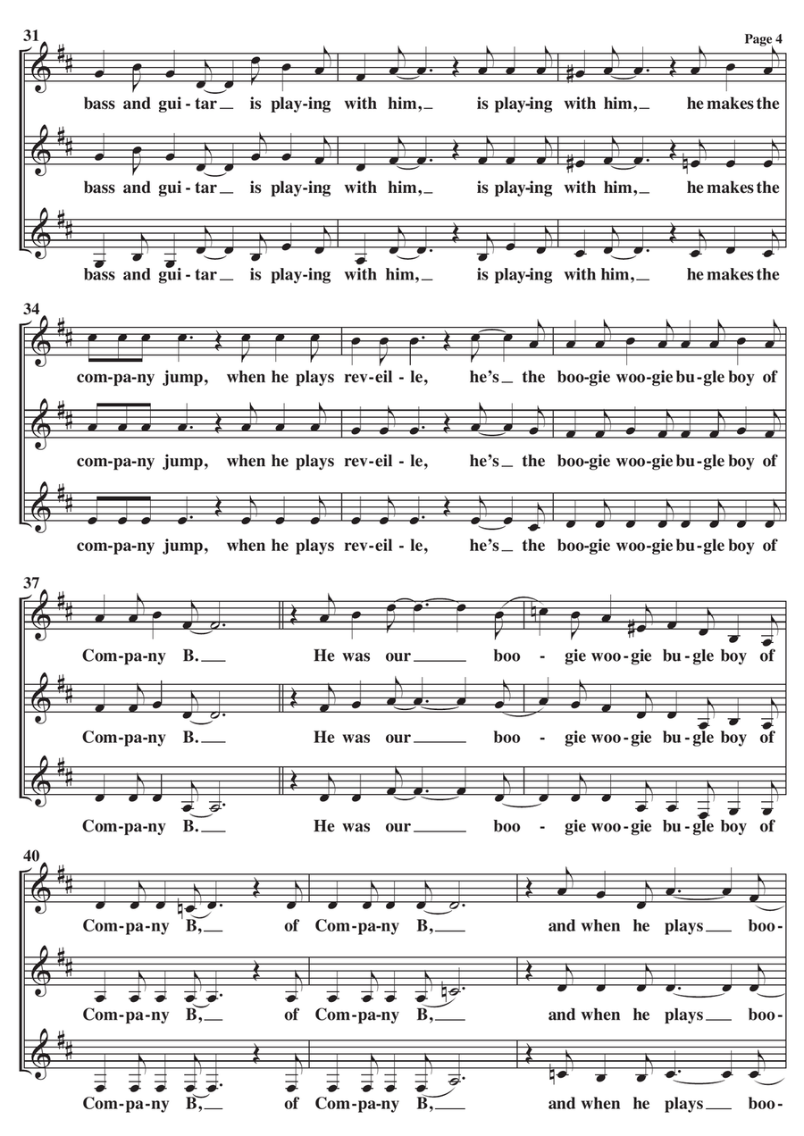 Boogie Woogie Bugle Boy SSA scores gallery preview page 4
