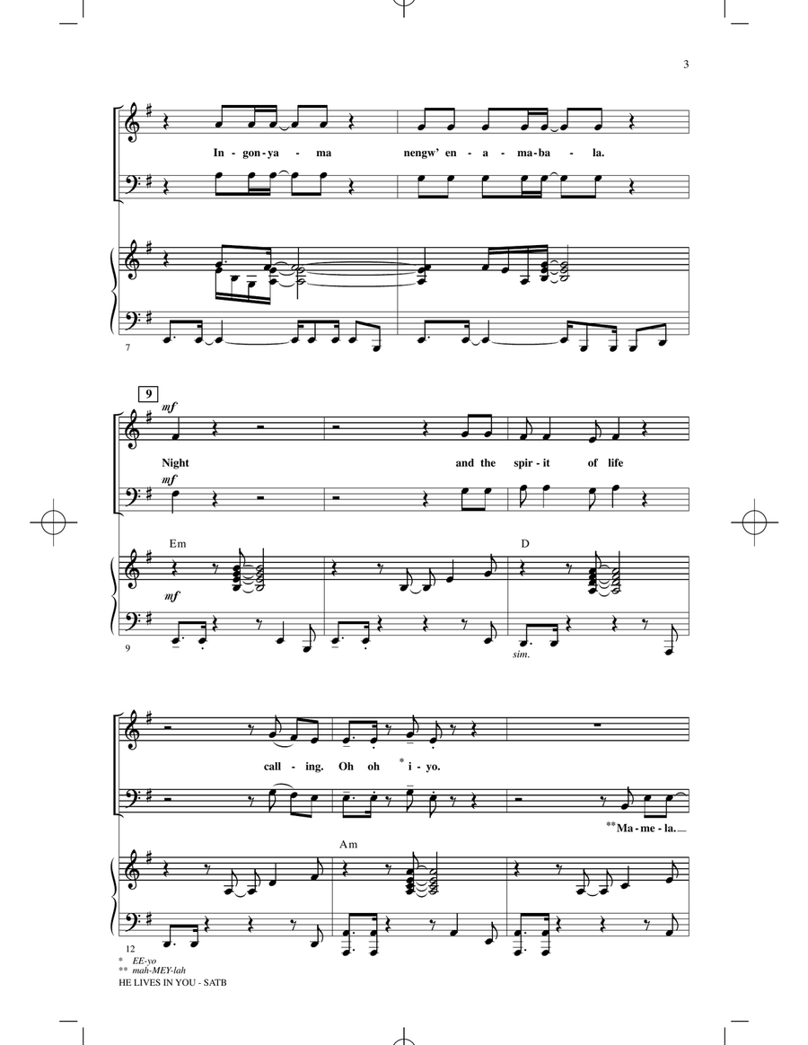He Lives In You (from The Lion King II: Simba's Pride) (arr. Mark Brymer) 4-Part scores gallery preview page 2