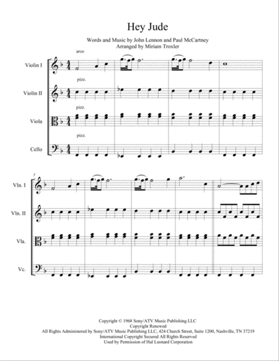 Hey Jude String Quartet scores gallery preview page 2