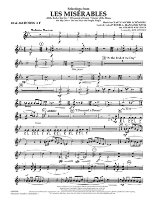 Selections from Les Miserables (arr. Bob Lowden) - F Horn 1 & 2