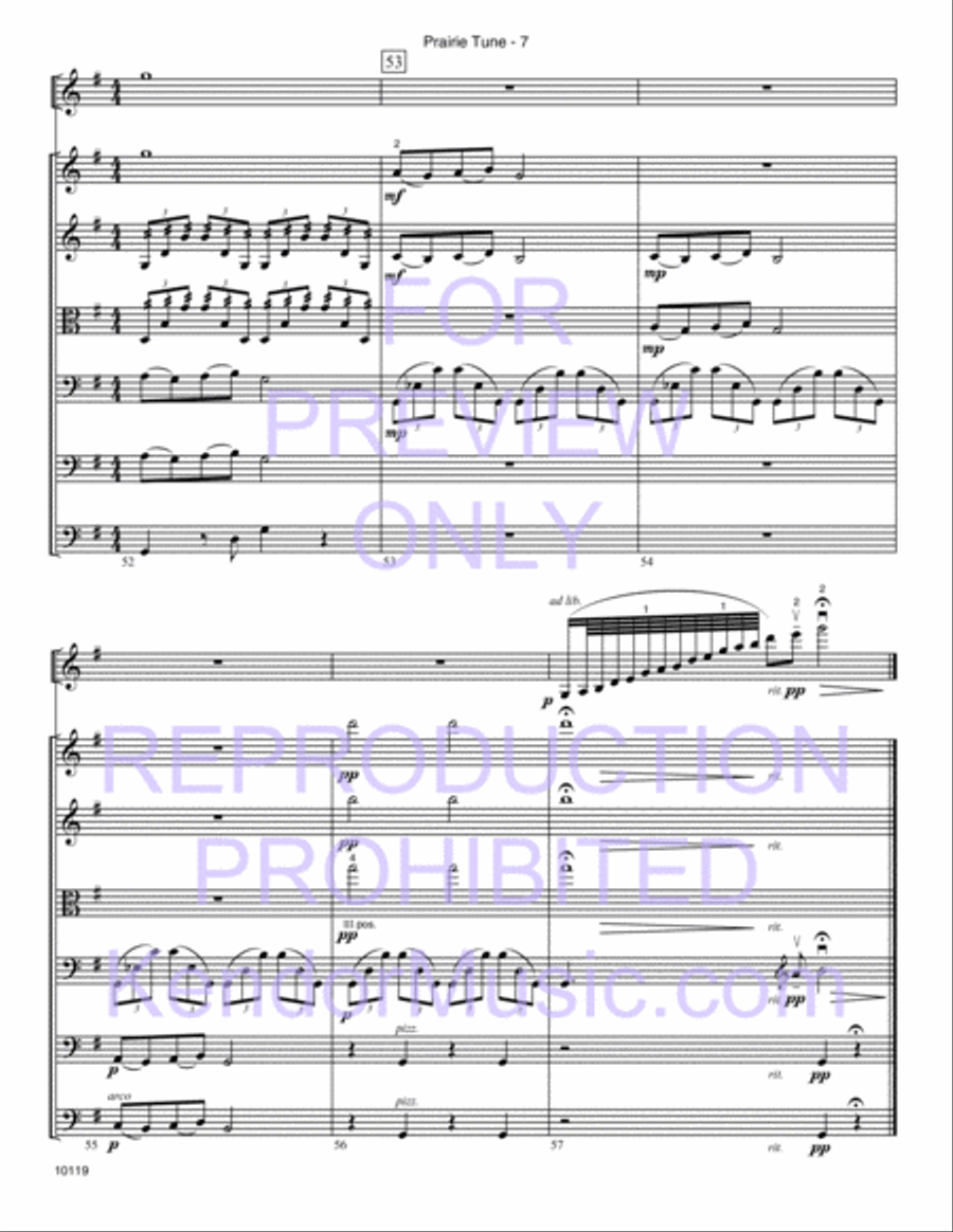 Prairie Tune (Inner Mongolian folk song) (Full Score) String Orchestra scores gallery preview page 8