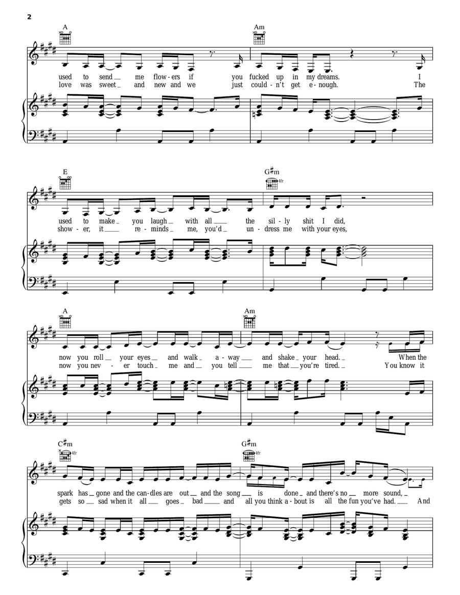 Mean Piano, Vocal, Guitar scores gallery preview page 2