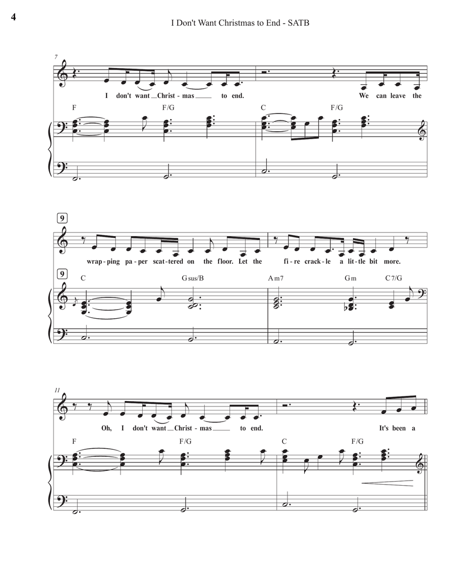 I Don't Want Christmas To End 4-Part scores gallery preview page 4