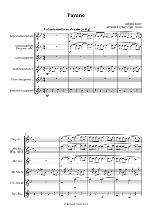 Book cover for Pavane by Gabriel Faure - Saxophone quintet (SATTB/AATTB)