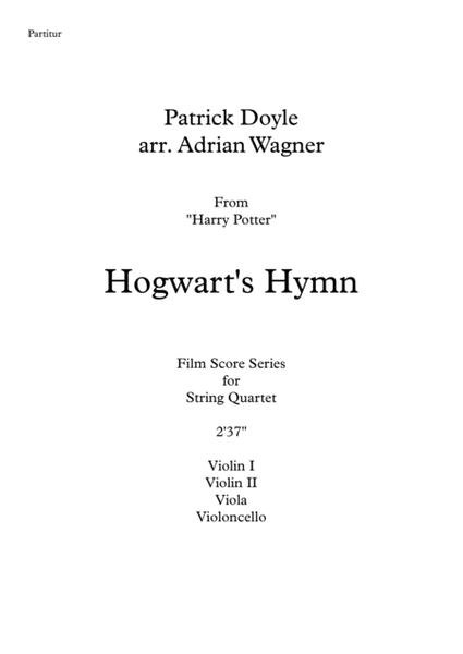 Harry Potter "Hogwart's Hymn" String Quartet arr. Adrian Wagner image number null