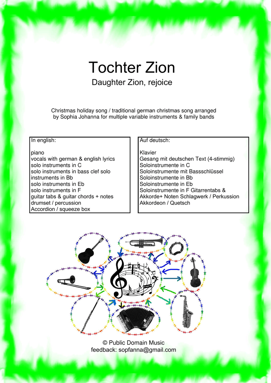 Tochter Zion - Daughter Zion, rejoice - for various instruments Piano, Vocal scores gallery preview page 1