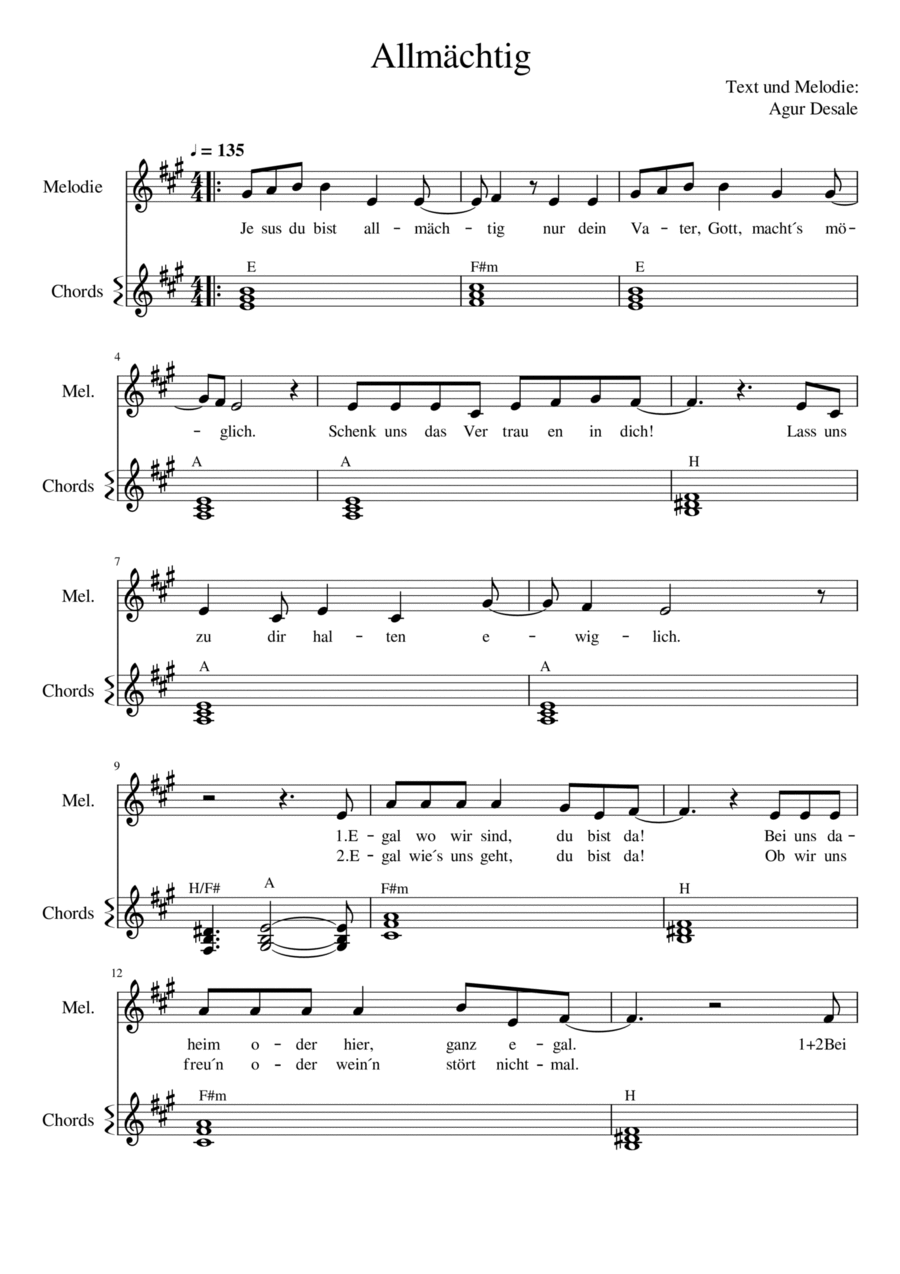 Allmächtig (ohne Drums) Allmächtig (ohne Drums) Guitar scores gallery preview page 1
