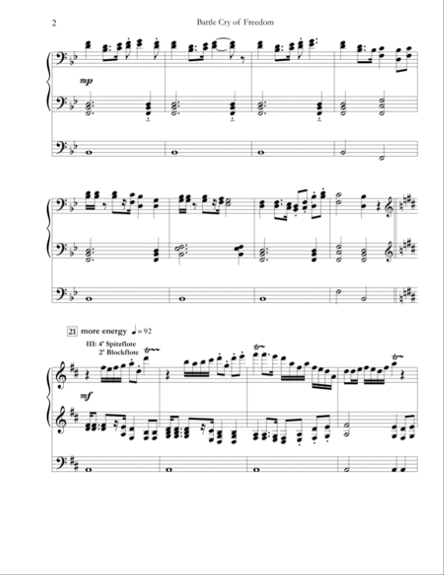 Battle Cry of Freedom Organ Solo scores gallery preview page 2