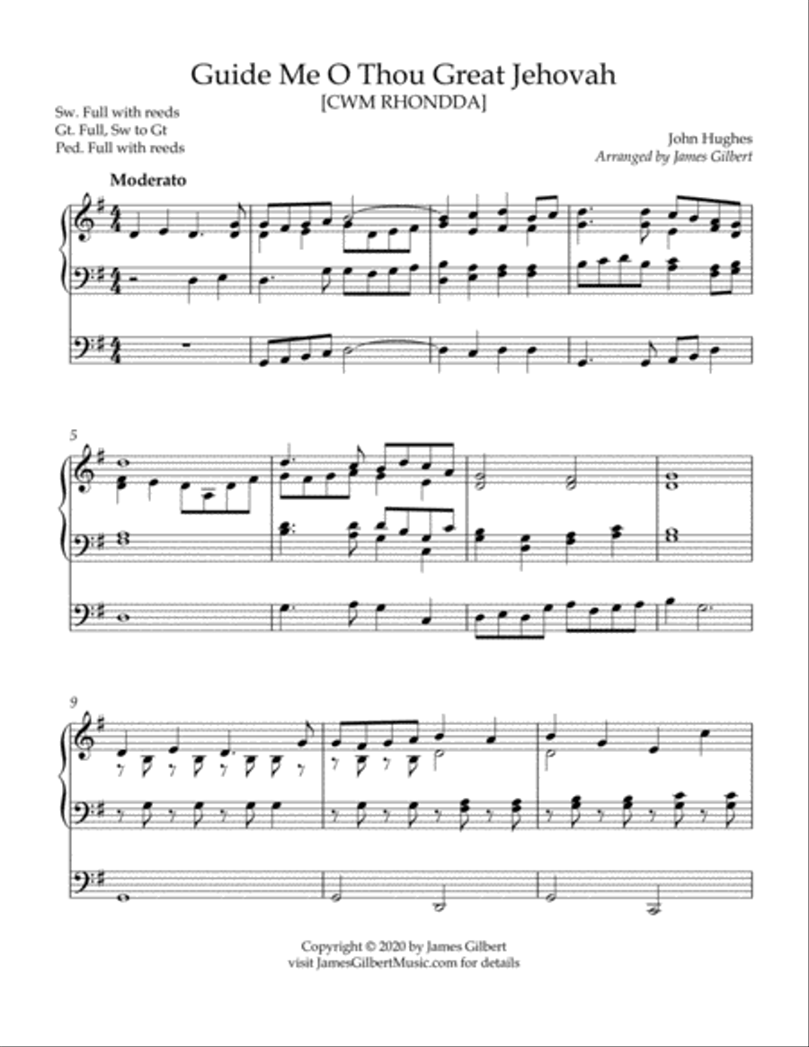 Guide Me O Thou Great Jehovah Organ Solo scores gallery preview page 2